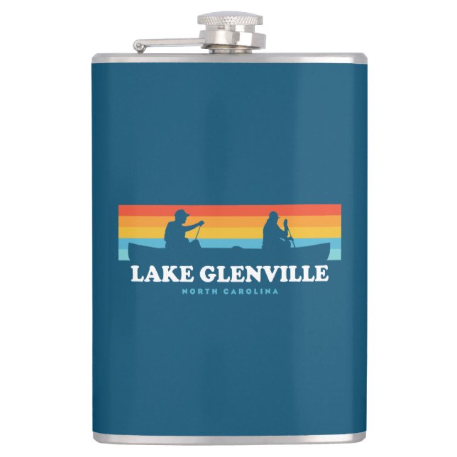 Lake Glenville North Carolina Canoe Hip Flask (Front)