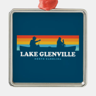 Lake Glenville North Carolina Canoe Metal Tree Decoration