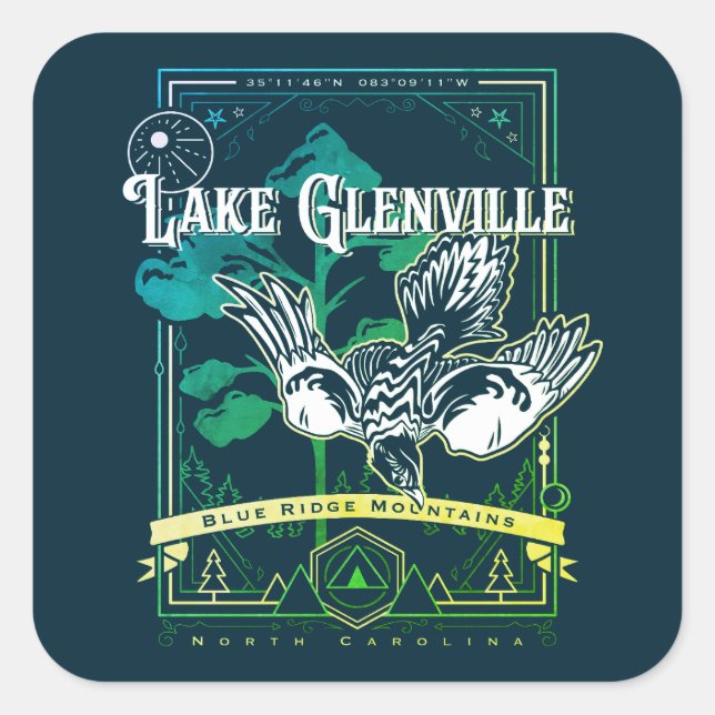lake glenville north carolina geobird square sticker (Front)