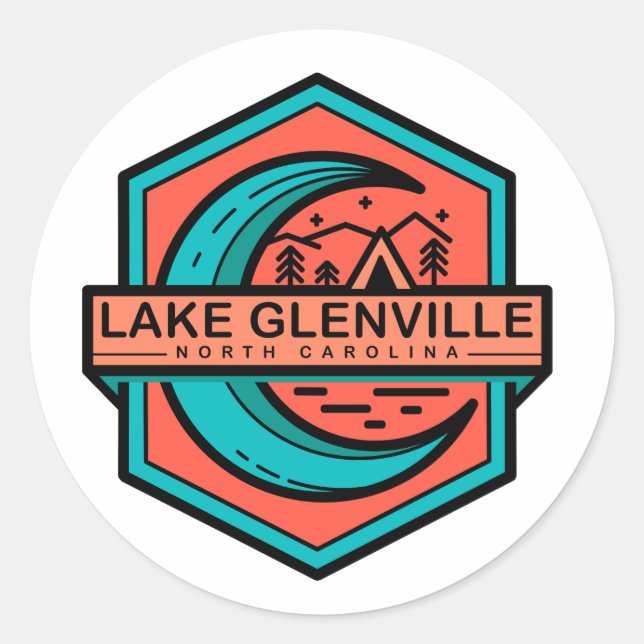 lake glenville north carolina moon shine classic round sticker (Front)