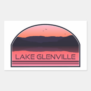 Lake Glenville North Carolina Red Sunrise Rectangular Sticker