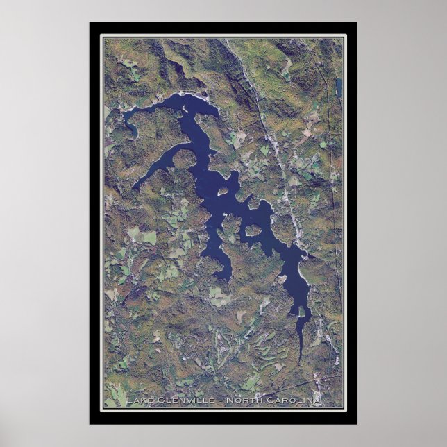 Lake Glenville North Carolina Satellite Poster Map (Front)