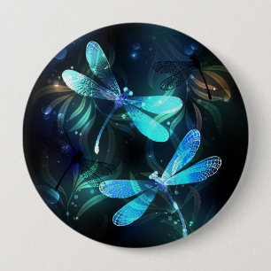 Lake Glowing Dragonflies 10 Cm Round Badge