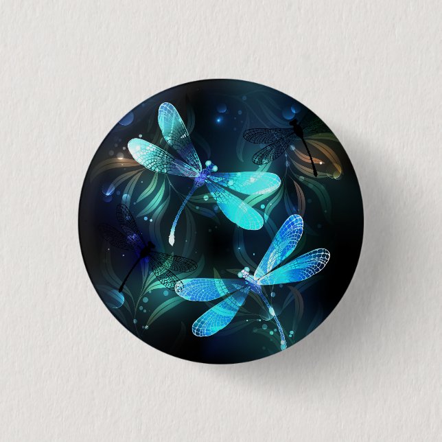 Lake Glowing Dragonflies 3 Cm Round Badge (Front)