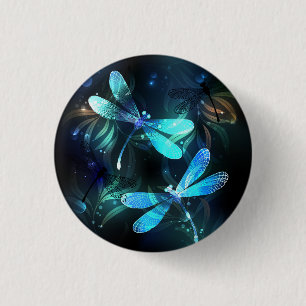 Lake Glowing Dragonflies 3 Cm Round Badge