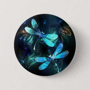 Lake Glowing Dragonflies 6 Cm Round Badge