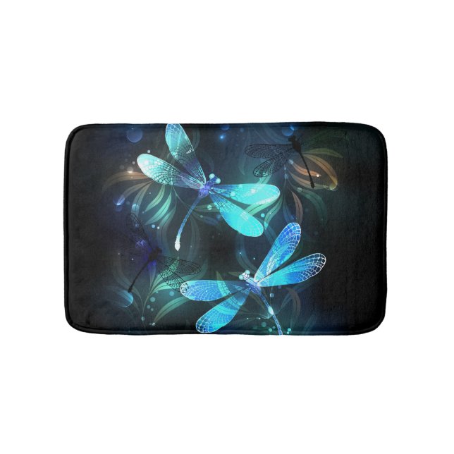 Lake Glowing Dragonflies Bath Mat (Front)