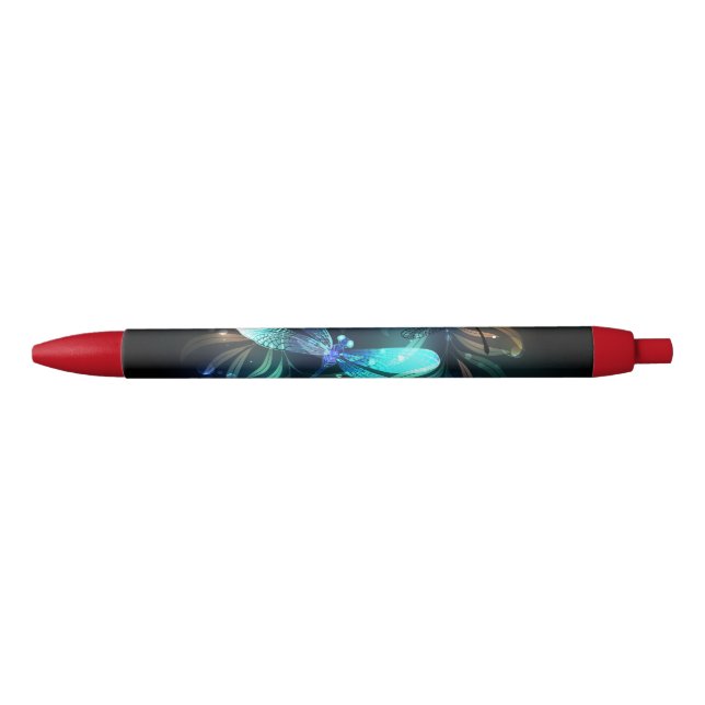 Lake Glowing Dragonflies Black Ink Pen (Front)