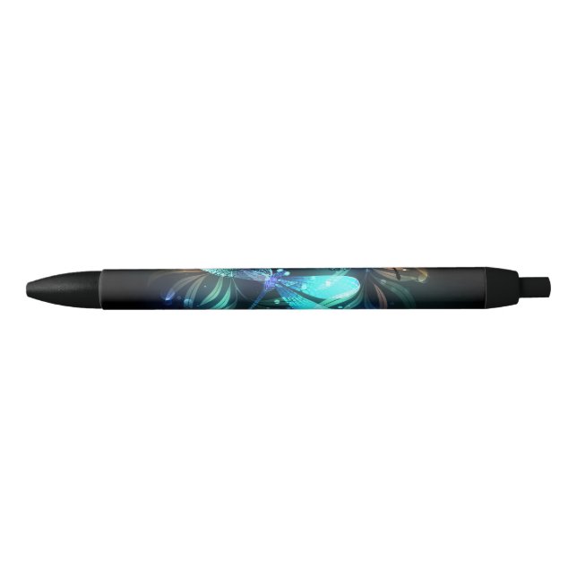 Lake Glowing Dragonflies Black Ink Pen (Front)