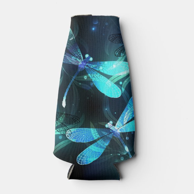 Lake Glowing Dragonflies Bottle Cooler (Front)