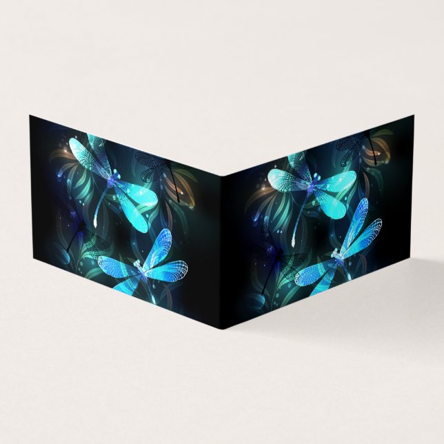 Lake Glowing Dragonflies Business Card (Outside)