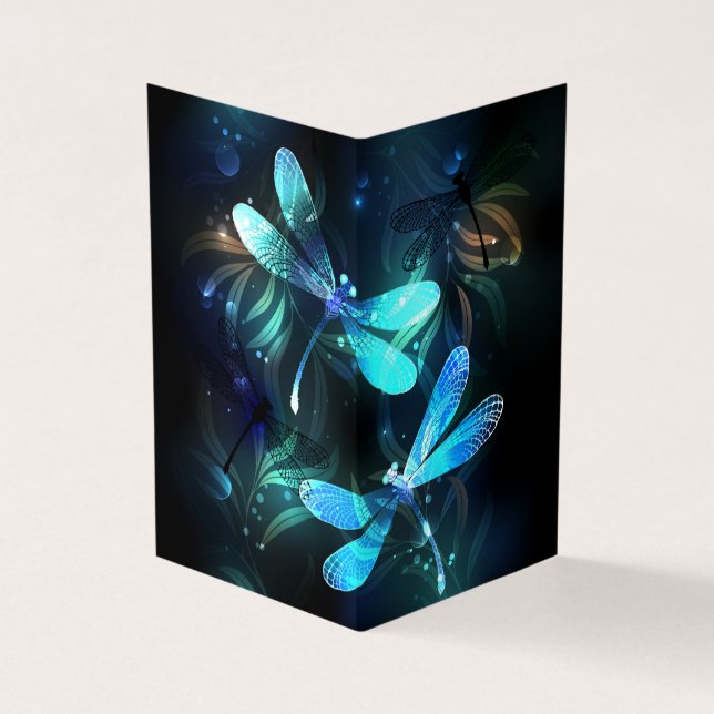 Lake Glowing Dragonflies Business Card (Outside)