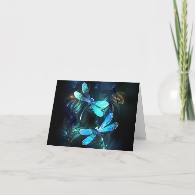 Lake Glowing Dragonflies Card (Front)