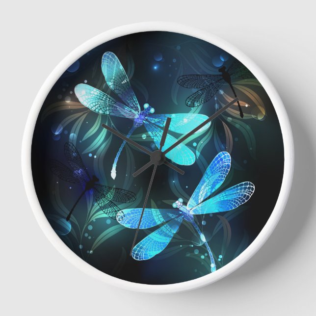 Lake Glowing Dragonflies Clock (Front)