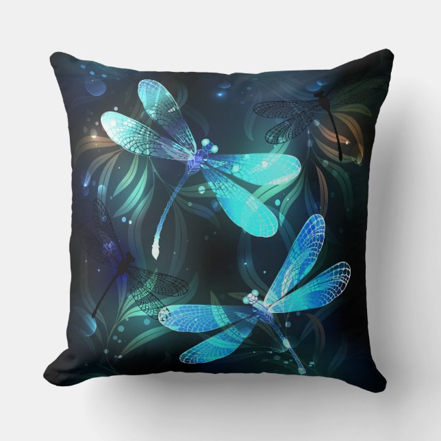 Lake Glowing Dragonflies Cushion (Front)