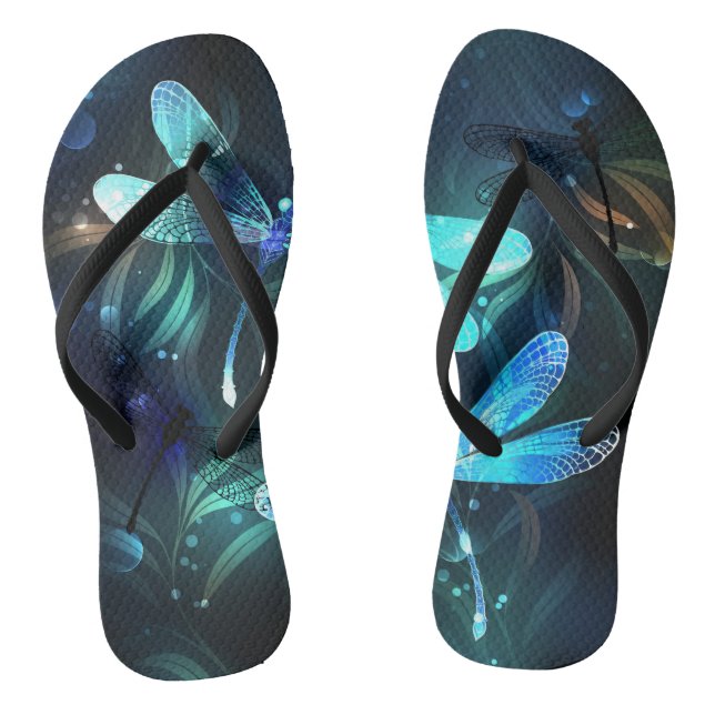 Lake Glowing Dragonflies Flip Flops (Footbed)