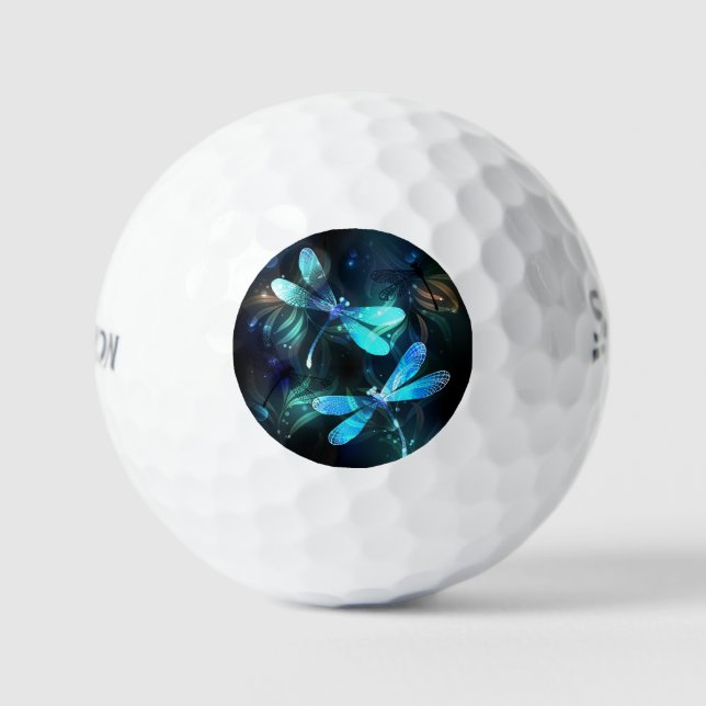 Lake Glowing Dragonflies Golf Balls (Front)