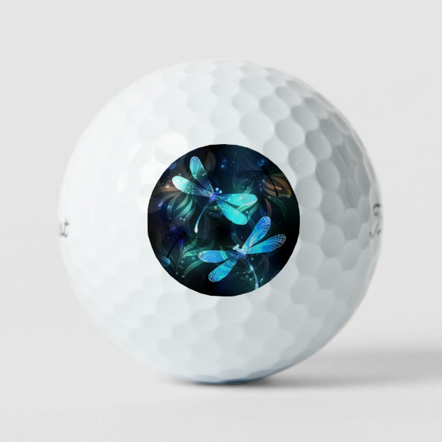 Lake Glowing Dragonflies Golf Balls (Front)