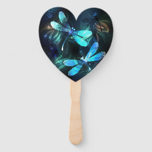 Lake Glowing Dragonflies Hand Fan
