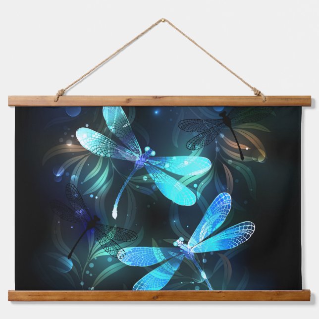Lake Glowing Dragonflies Hanging Tapestry (Front)