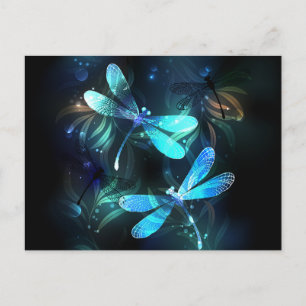 Lake Glowing Dragonflies Holiday Postcard