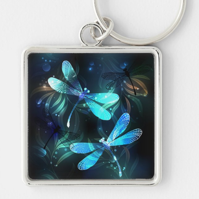 Lake Glowing Dragonflies Key Ring (Front)