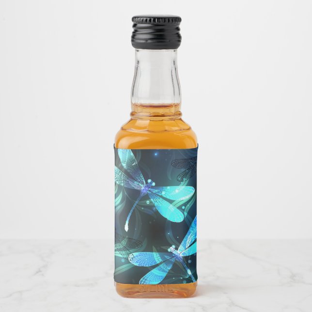 Lake Glowing Dragonflies Liquor Bottle Label (Front)