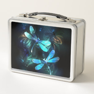 Lake Glowing Dragonflies Metal Lunch Box