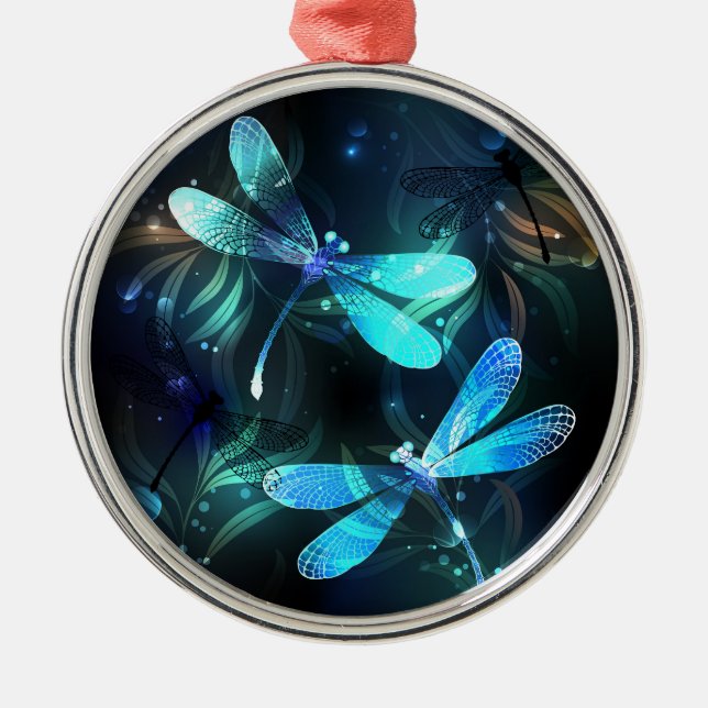 Lake Glowing Dragonflies Metal Tree Decoration (Front)