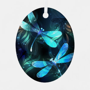 Lake Glowing Dragonflies Metal Tree Decoration