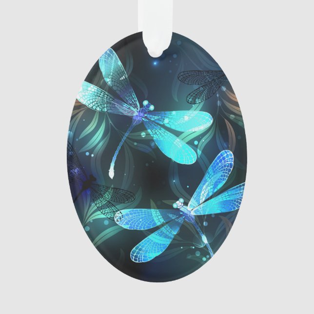 Lake Glowing Dragonflies Ornament (Front)