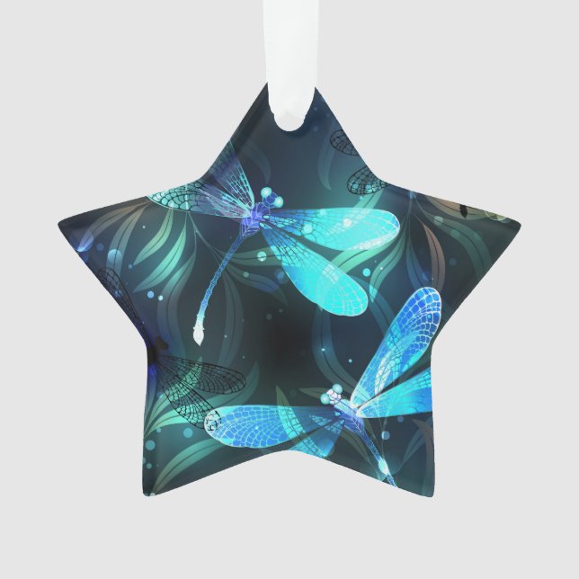 Lake Glowing Dragonflies Ornament (Front)