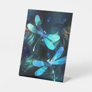Lake Glowing Dragonflies Pedestal Sign