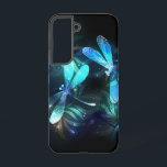 Lake Glowing Dragonflies Samsung Galaxy Case<br><div class="desc">Two transparent,  luminous,  turquoise,  artistically drawn dragonflies on night background with luminescent lake algae and fireflies. Glowing dragonfly.</div>