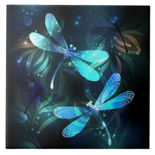 Lake Glowing Dragonflies Tile