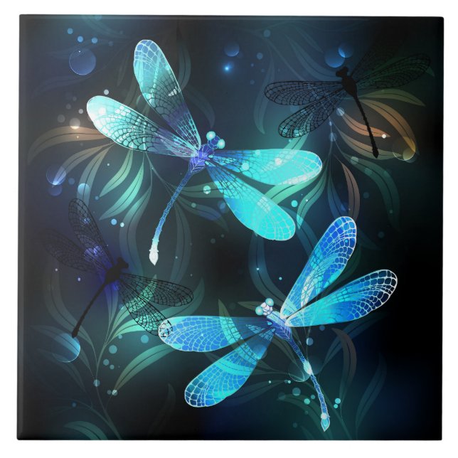 Lake Glowing Dragonflies Tile (Front)
