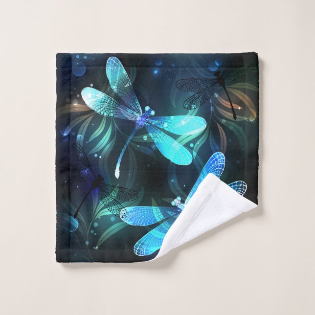 Lake Glowing Dragonflies Wash Cloth (Wash Cloth)