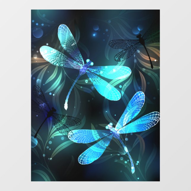 Lake Glowing Dragonflies Window Cling (Sheet)