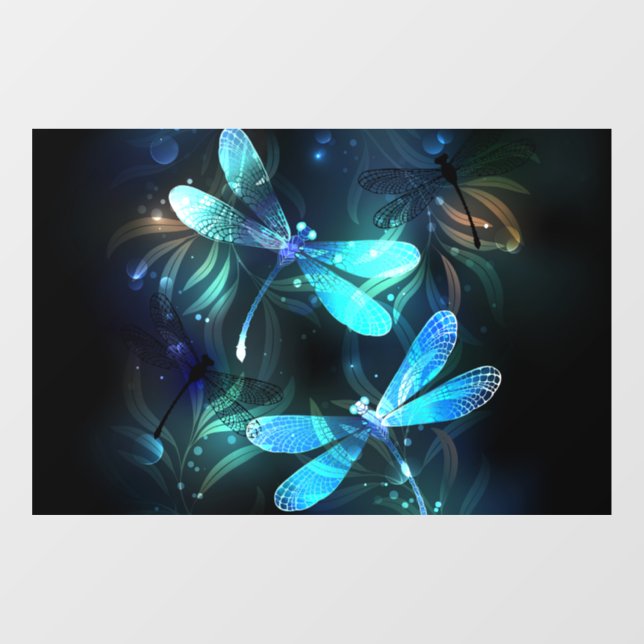 Lake Glowing Dragonflies Window Cling (Sheet)