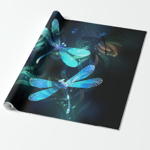 Lake Glowing Dragonflies Wrapping Paper