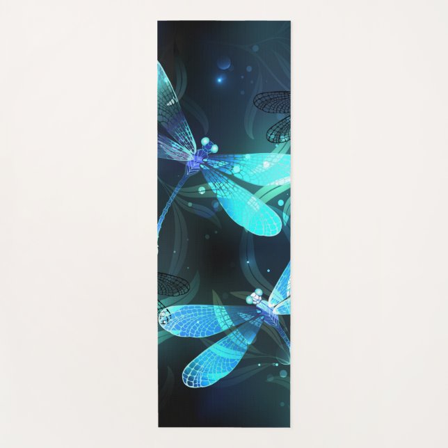 Lake Glowing Dragonflies Yoga Mat (Front)
