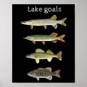 Lake Goals Fishing Musky Pike Walleye Small Mouth  Poster