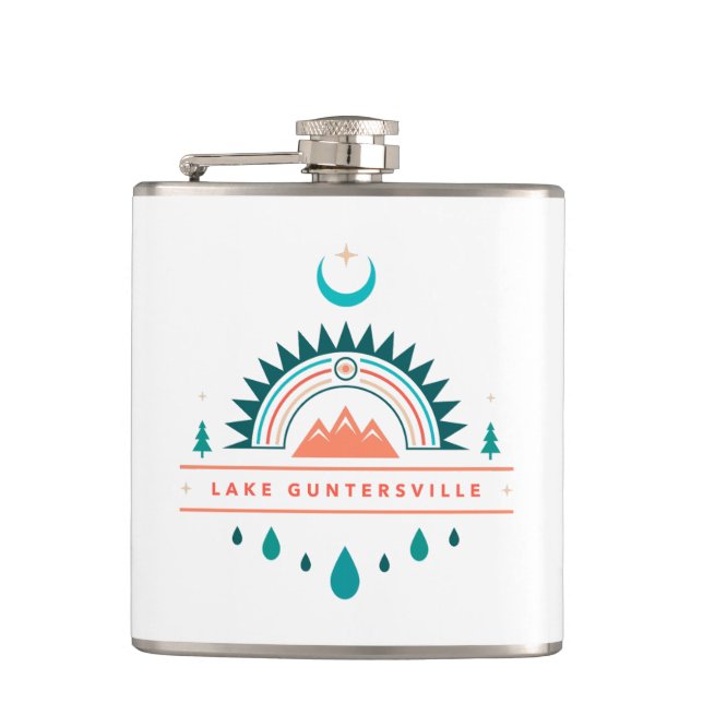 lake guntersville alabama rainbow moon hip flask (Front)