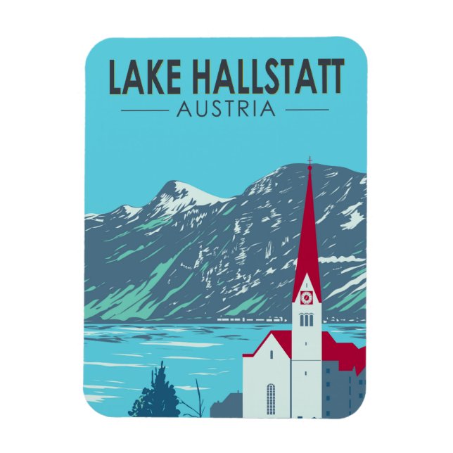 Lake Hallstatt Austria Travel Art Vintage Magnet (Vertical)