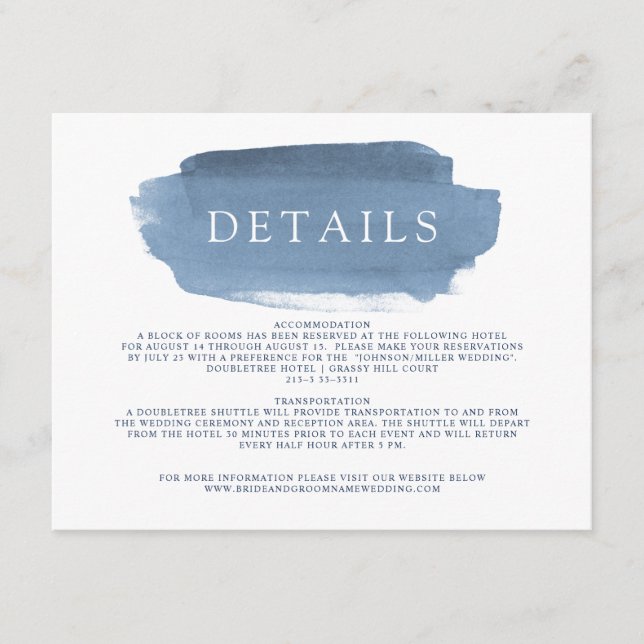 Lake Harbour Fog Wedding Details Enclosure Card (Front)
