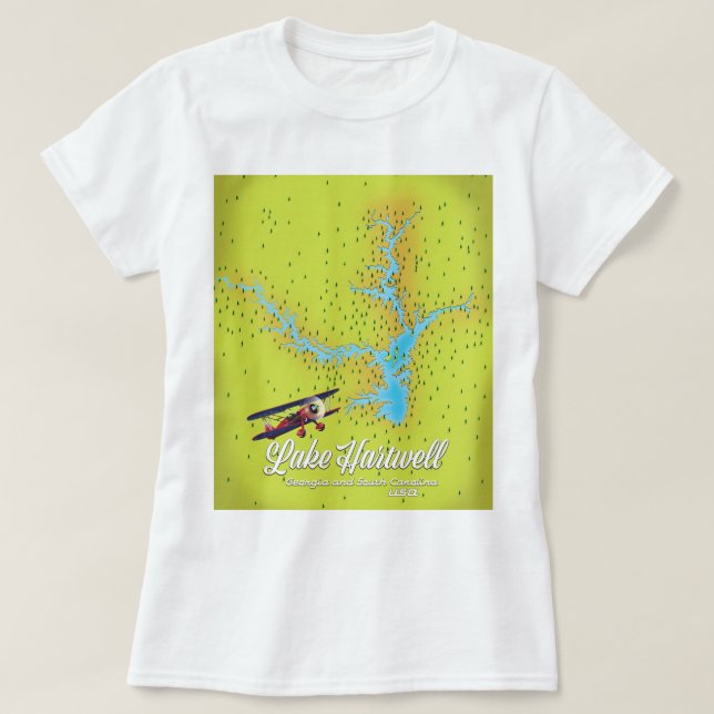 lake Hartwell Georgia and South Carolina USA map T-Shirt (Design Front)