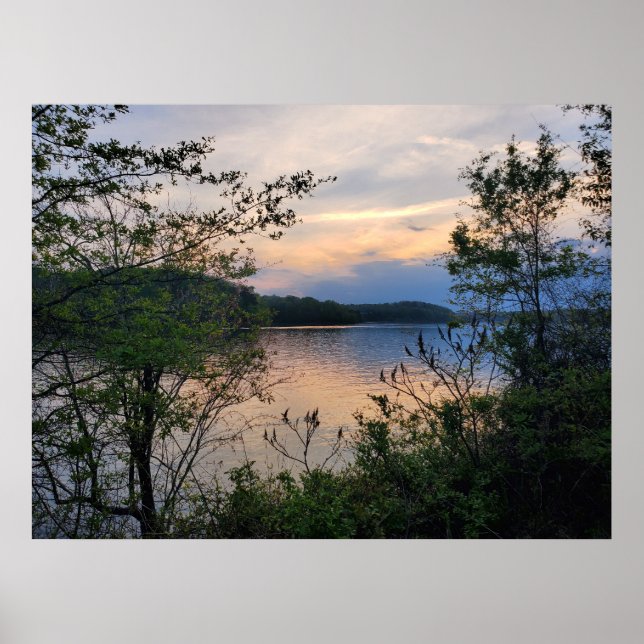 Lake Hartwell Mountain Lake Sunset Poster (Front)