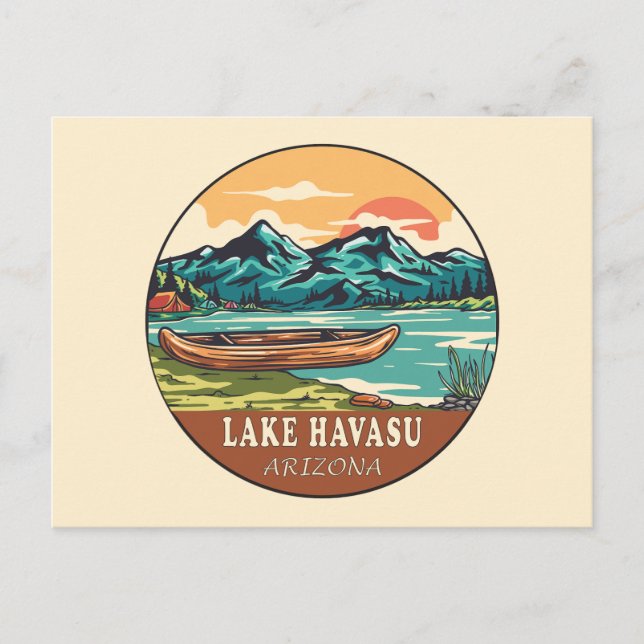 Lake Havasu Arizona Boating Fishing Emblem Postcard (Front)