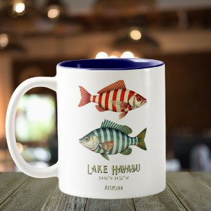 Lake Havasu Arizona nautical fish Two-Tone Coffee Mug