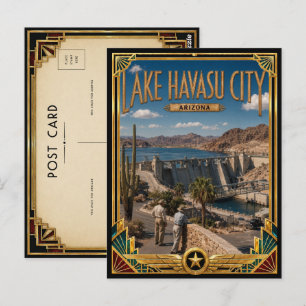 Lake Havasu City Arizona Vintage Art Deco Golden Postcard